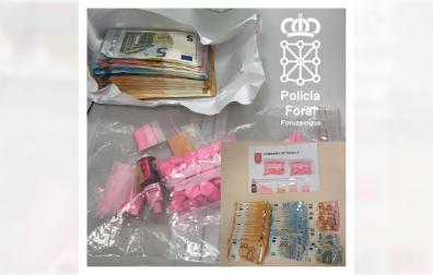 Sustancias y dinero incautado en registro del vehículo en la N121 Caparroso