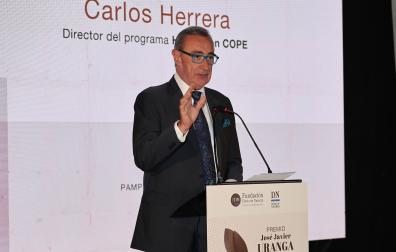 Carlos Herrera, durante su discurso en el acto que ha tenido lugar en Baluarte