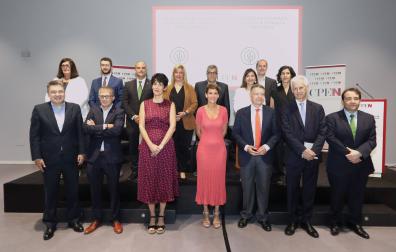 Acto de CPEN de junio de 2022 en el que participó Leire Díez (en la segunda fila, detrás de Elma Saiz y María Chivite)