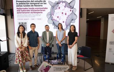 Participantes en la presentación del 'Estudio sobre el impacto real de la población temporal en las zonas rurales de Navarra'