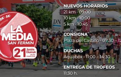 El anuncio de los nuevos horarios y de la adecuación del resto de servicios de La Media San Fermín para este domingo 21.