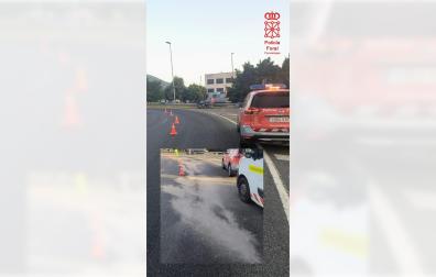 Imagen de los trabajos de Policía Foral en la zona afectada por el vertido de gasoil