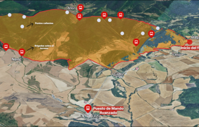 Mapa de la situación actual del incendio