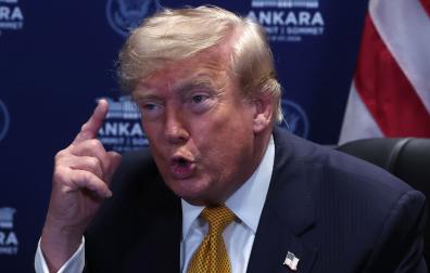 El presidente estadounidense, Donald Trump, durante su intervención al inicio de la segunda jornada de la cumbre de líderes de la OTAN en Ankara