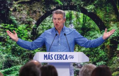El líder del PP, Alberto Núñez Feijóo, clausura el acto de presentación de los candidatos a las capitales de provincia para las elecciones municipales de 2027