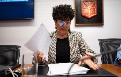 La consejera de Interior, Inma Jurío, en la comparecencia en el Parlamento de Navarra