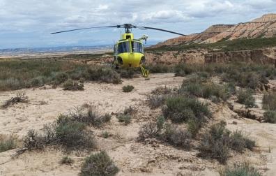 Un rescate en helicóptero anterior en Bardenas Reales
