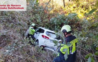 El coche se ha salido de la vía y ha caído por un terraplén