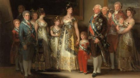 La familia de Carlos IV (Francisco de Goya, ca. 1800). A la derecha, la infanta doña María Luisa, con su hijo Carlos Luis en brazos, y su esposo, el príncipe Luis de Parma.