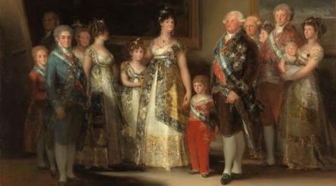 La familia de Carlos IV (Francisco de Goya, ca. 1800). A la derecha, la infanta doña María Luisa, con su hijo Carlos Luis en brazos, y su esposo, el príncipe Luis de Parma.