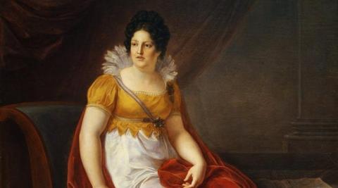 María Luisa de Borbón, Reina de Etruria (Vincenzo Camuccini, 1817). La protagonista sostiene una partitura instrumental