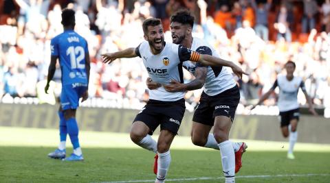mestalla-valencia Celebración de uno de los goles del Valencia contra el Mallorca en Mestalla