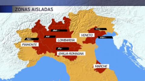 El coronavirus aisla a dieciséis millones de personas en el norte de Italia El coronavirus aisla a dieciséis millones de personas en el norte de Italia