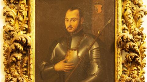 San Ignacio vestido de militar en la basílica del santo, remitido desde Roma en 1715. Copia una pintura conservada en San Ignacio de Roma