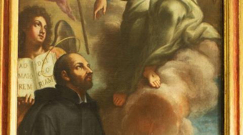 Aprobación del nombre de la Compañía de Jesús, en un lienzo enviado desde Roma en 1749 para la basílica de San Ignacio de Pamplona.
