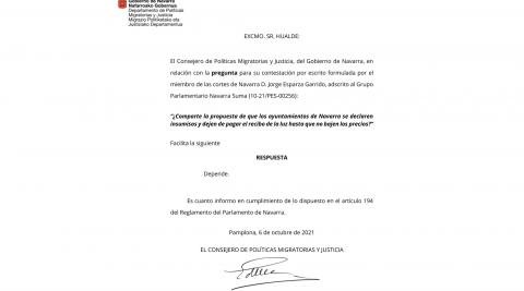 Escrito que ha recibido recibido Jorge Esparza