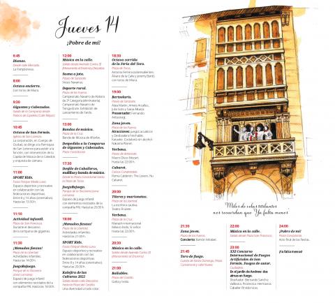Programa San Fermín 2022: 14 de julio Programa San Fermín 2022: 14 de julio