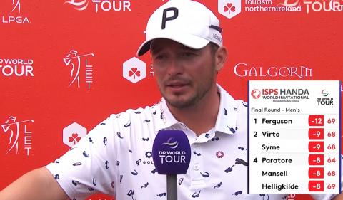 Golf El ganador Ewen Ferguson atiende a los medios tras imponerse con la clasificación final que refleja el segundo puesto del navarro Borja Virto