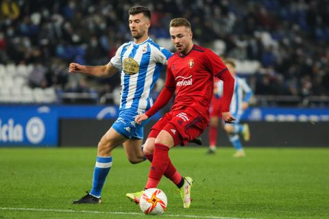 onti Javi Ontiveros, en un partido de Copa del Rey ante el Deportivo