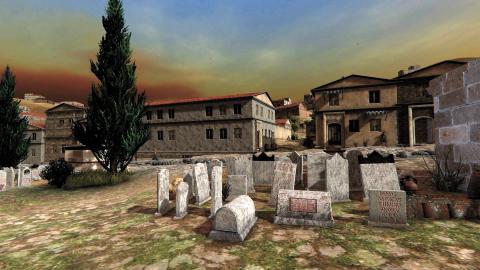 Recreación de la ciudad de Santa Criz. La imagen corresponde al videojuego del proyecto ‘Valete vos viatores’.