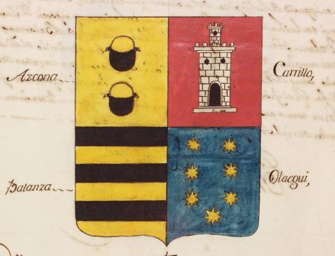 Escudo de la familia de Agustina Azcona y Balanza. Expediente de pruebas de Ignacio Luis Azcona Escudo de la familia de Agustina Azcona y Balanza. Expediente de pruebas de Ignacio Luis Azcona