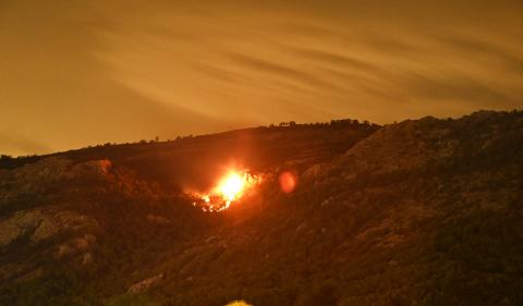 Aralar Imagen del foco del incendio en Aralar