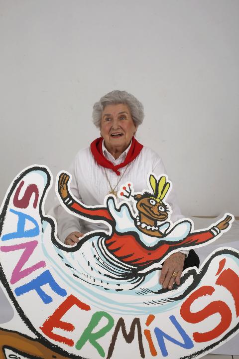 Paulina Paulina, retratada en la campaña 'San Fermín Si, San Fermín Bai' de Diario de Navarra.
