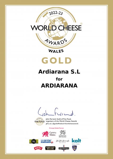 Medallas para la quesería navarra Ardiarana Medalla de oro al queso curado de oveja