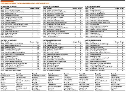 Fase de grupos XL torneo Interescolar Mixto 2022-2023 Fase de grupos XL torneo Interescolar Mixto 2022-2023