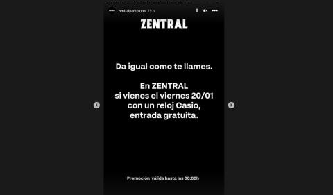 Promoción anunciada por Zentral en sus redes sociales Promoción anunciada por Zentral en sus redes sociales