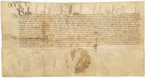 Pergamino de 1423 en el que Carlos III el Noble otorga el Principado de Viana a su nieto.
