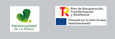 Logos de la Mancomunidad de la Ribera y del Plan de Recuperación, Transformación y Resiliencia, financiado por la Unión Europea Logos de la Mancomunidad de la Ribera y del Plan de Recuperación, Transformación y Resiliencia, financiado por la Unión Europea