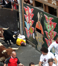 Tercer encierro de los Sanfermines 2011 protagonizado por toros de la ganader&iacute;a Dolores Aguirre.