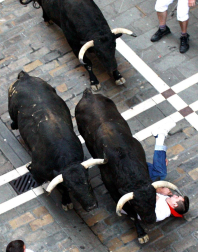 Imágenes del encierro del 12 de julio, con toros de Victoriano del Río