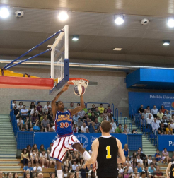 Cerca de dos horas de espectáculo puro y duro. Los Harlem Globetrotters llegaron a Pamplona con un show en el que la música, el humor y los mates espectaculares fueron los protagonistas. Pero también el público jugó un papel muy importante en este peculiar partido de baloncesto, pues en varias ocasiones los jugadores sacaron a la pista a aficionados para gastarles bromas o hacerles partícipes de unos números que hicieron las delicias de los cerca de 1.300 aficionados que se acercaron hasta el Pabellón Universitario.