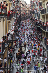 Un encierro masivo y sin cornadas en el domingo de Sanfermines