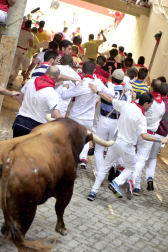 Un encierro masivo y sin cornadas en el domingo de Sanfermines