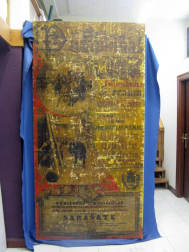 Paso a paso de la restauración del cartel de San Fermín de 1884