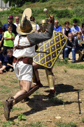Santacara celebró celebró este domingo el XI Día de Cara, en el que la localidad recuerda sus orígenes romanos. Los vecinos pudieron trasladarse al antiguo Imperio a través de numerosas actividades, entre ellas, varias reconstrucciones históricas