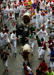 Imágenes del primer encierro de los sanfermines 2018 protagonizado por toros de Puerto de San Lorenzo.