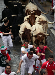 Imágenes del primer encierro de los sanfermines 2018 protagonizado por toros de Puerto de San Lorenzo.
