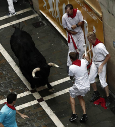 Imágenes del primer encierro de los sanfermines 2018 protagonizado por toros de Puerto de San Lorenzo.