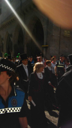 Imágenes de la procesión de San Fermín por las calles de Pamplona, el 7 de julio de 2018.