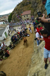 La ganadería Hípica Zahorí ha protagonizado un emocionante tercer encierro del Pilón en las fiestas de Falces, 2018, este martes 14 de agosto.