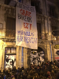 Manifestación en Pamplona en apoyo al gaztetxe Maravillas