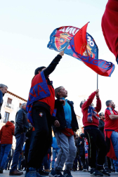 Imágenes de los aficionados rojillos en Soria, antes del partido contra el Numancia.