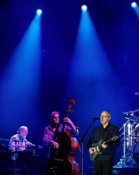 El músico, durante el concierto este domingo en Pamplona con su gira mundial 2019, en la que ya avanza parte del disco que saldrá a la luz en el mes de noviembre con el título 'Down the road wherever'.
