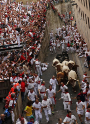 Imágenes del primer encierro de los sanfermines 2019 protagonizado por toros de Puerto de San Lorenzo.