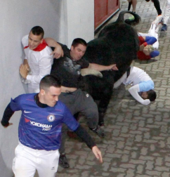 Imágenes del primer encierro de los sanfermines 2019 protagonizado por toros de Puerto de San Lorenzo.