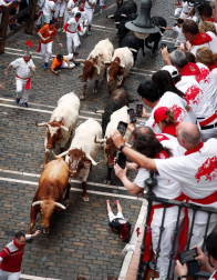 Imágenes del primer encierro de los sanfermines 2019 protagonizado por toros de Puerto de San Lorenzo.